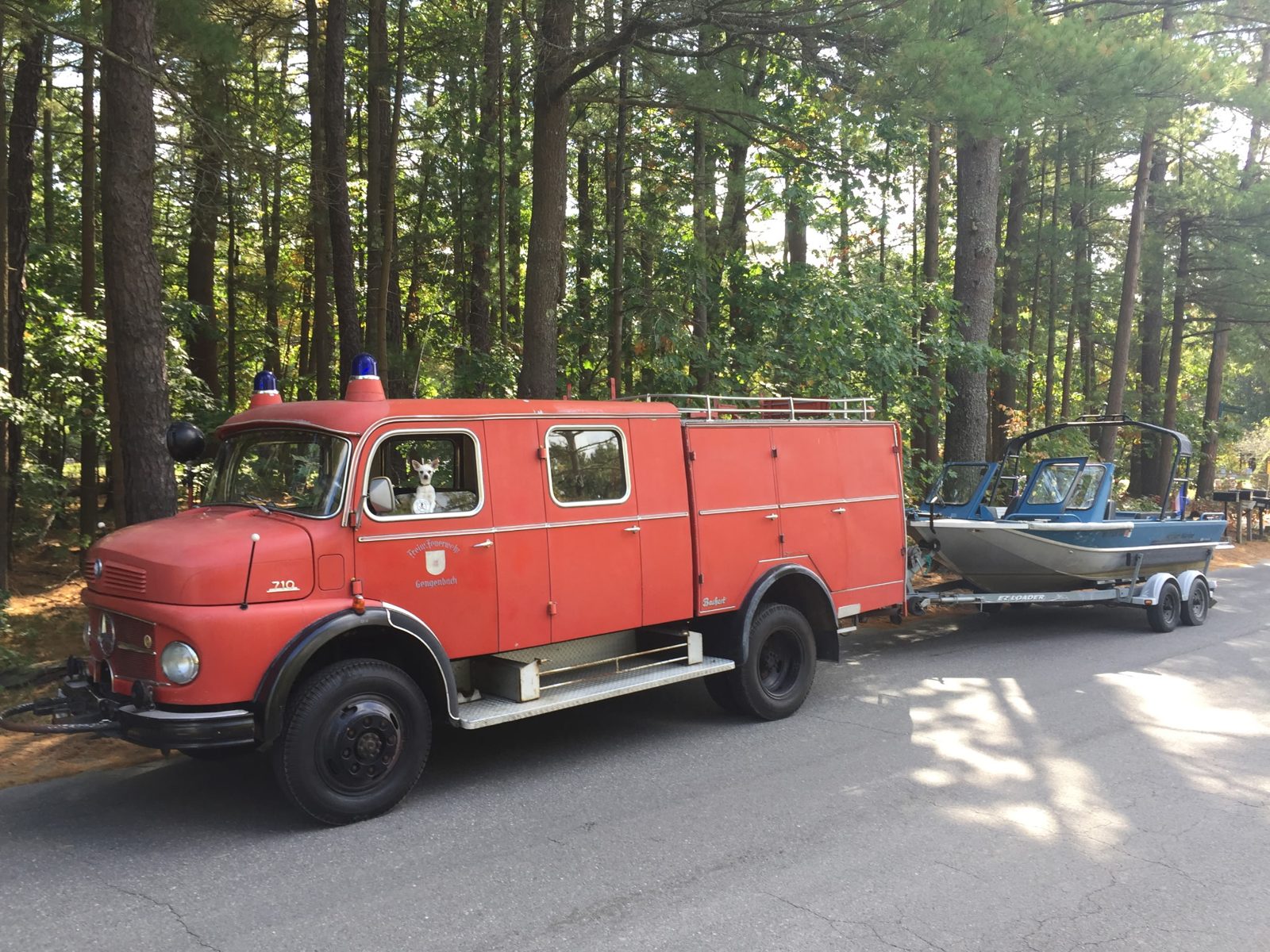 River Rescue Marine Services tow truck and recovery boat on trailer
